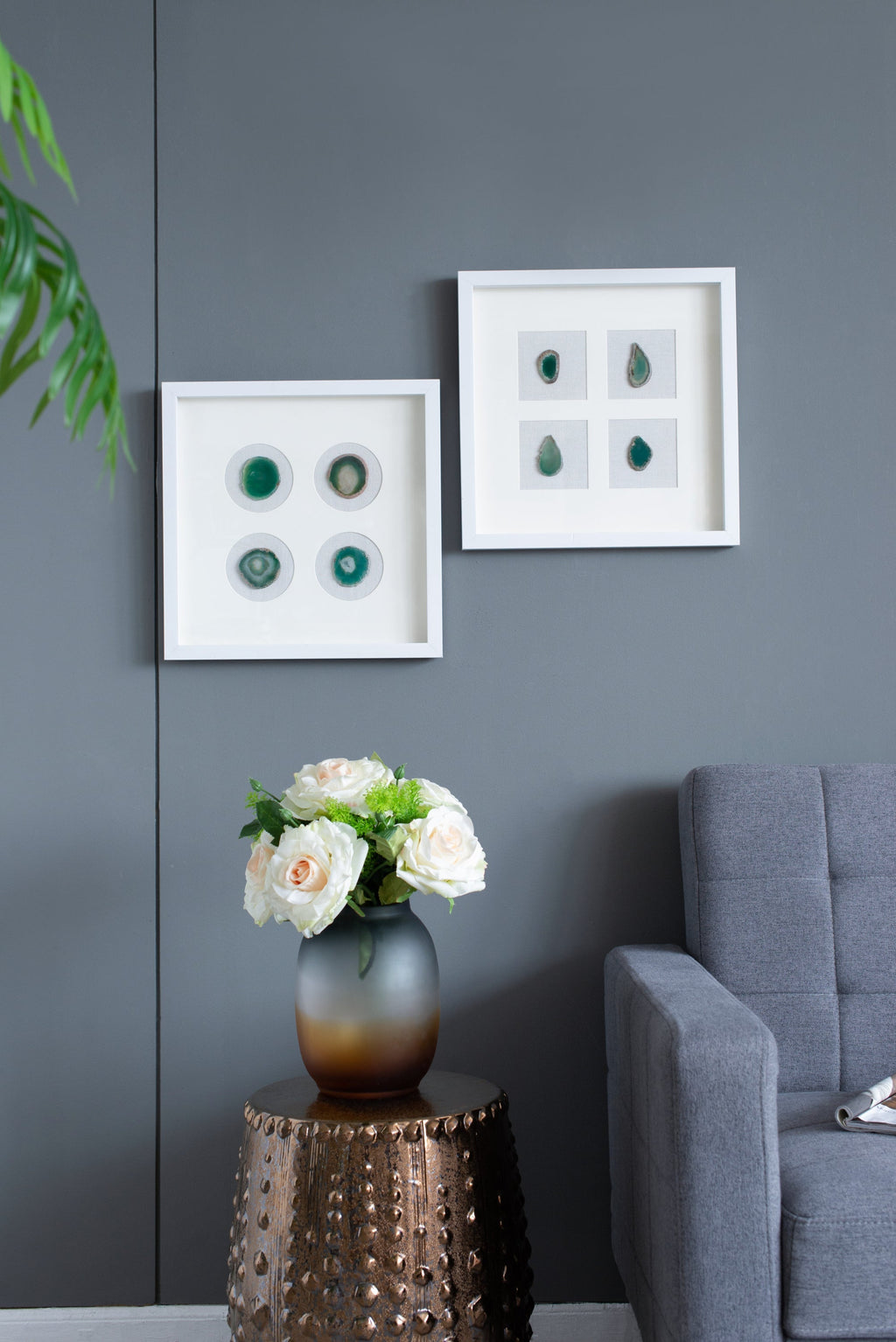 Set of 2 Shadow Box Wall Décor with Agate
