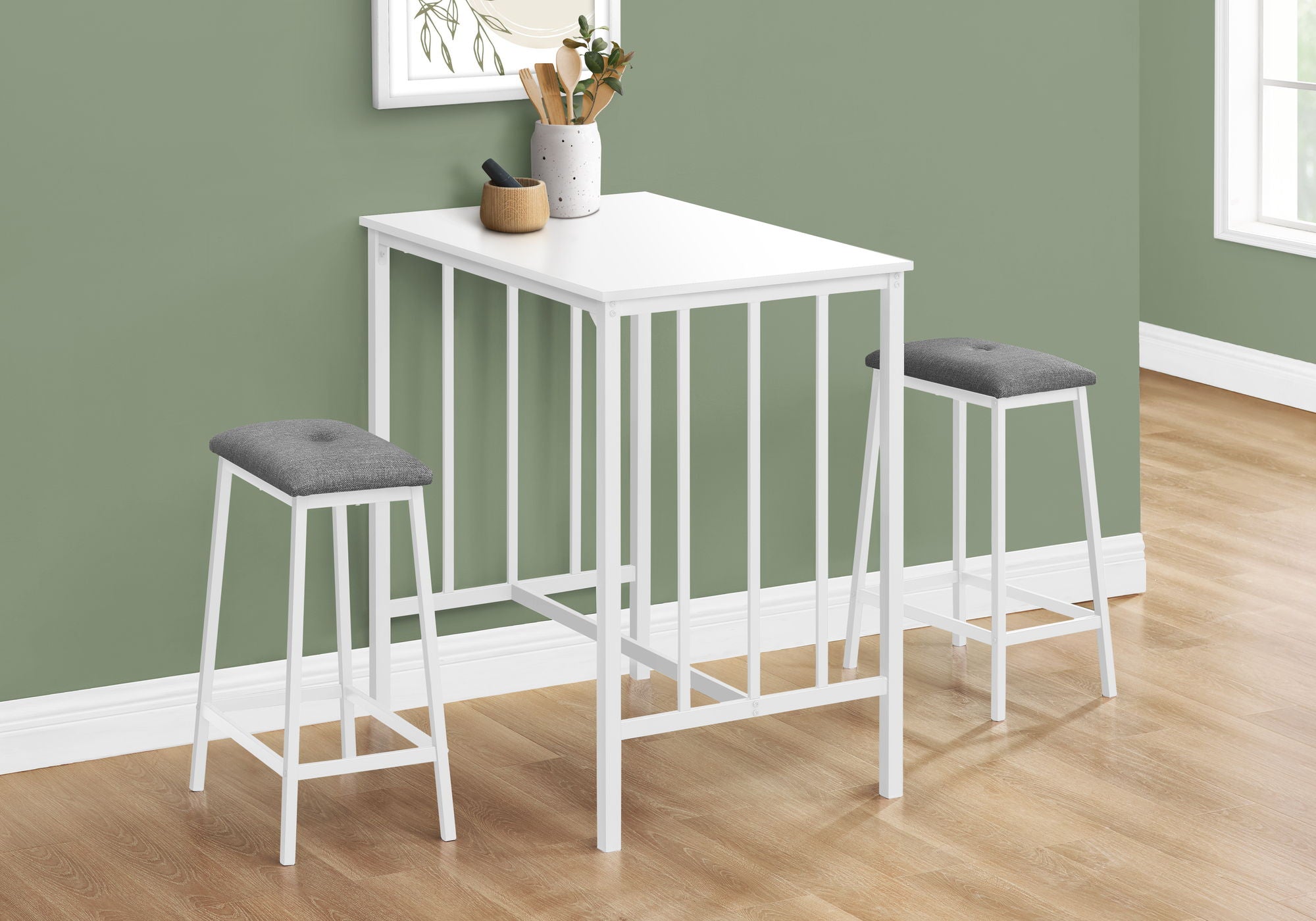 3 Piece Dining Set, Counter Height, Rectangular, Small, Contemporary & Modern