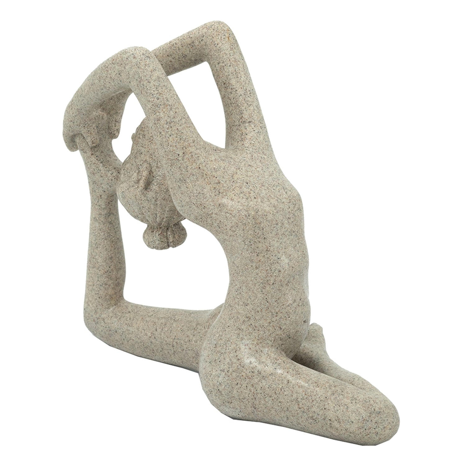 8.5x4.5x7' Beige Resin and Stone Yoga Figurine in King Pigeon Pose