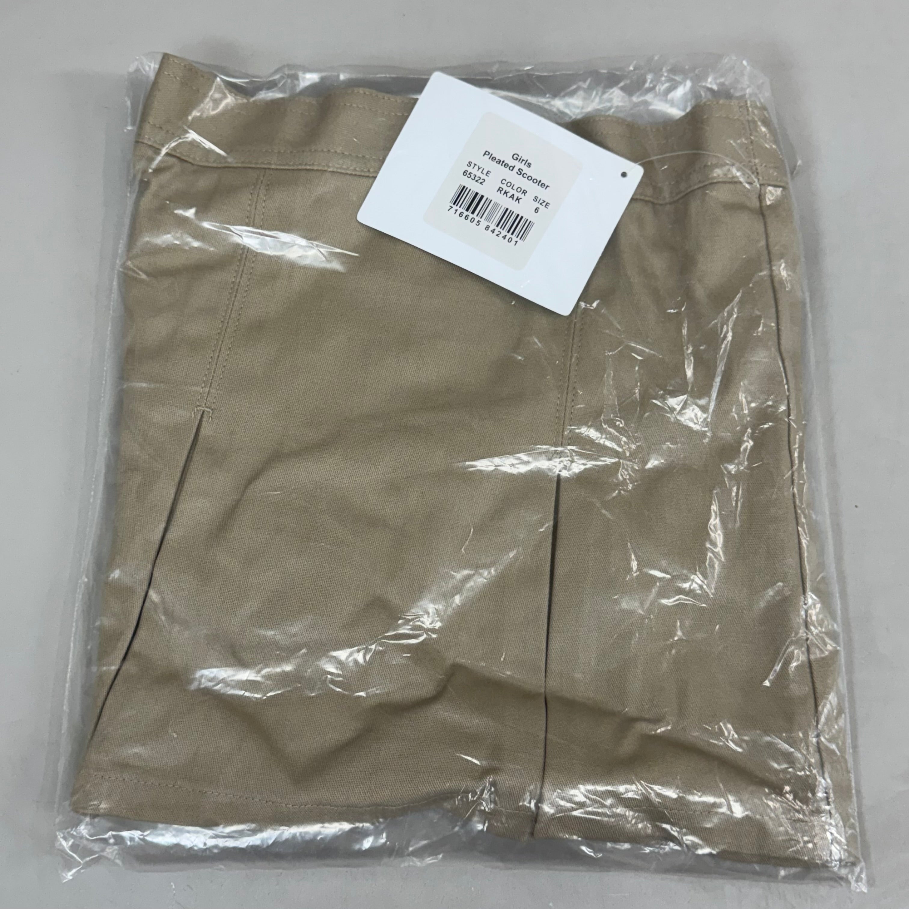 PLUSE UNIFORM (2 PACK) Girls Pleated Skirt w/ Built-in Shorts Youth Girl's Sz 6 Khaki
