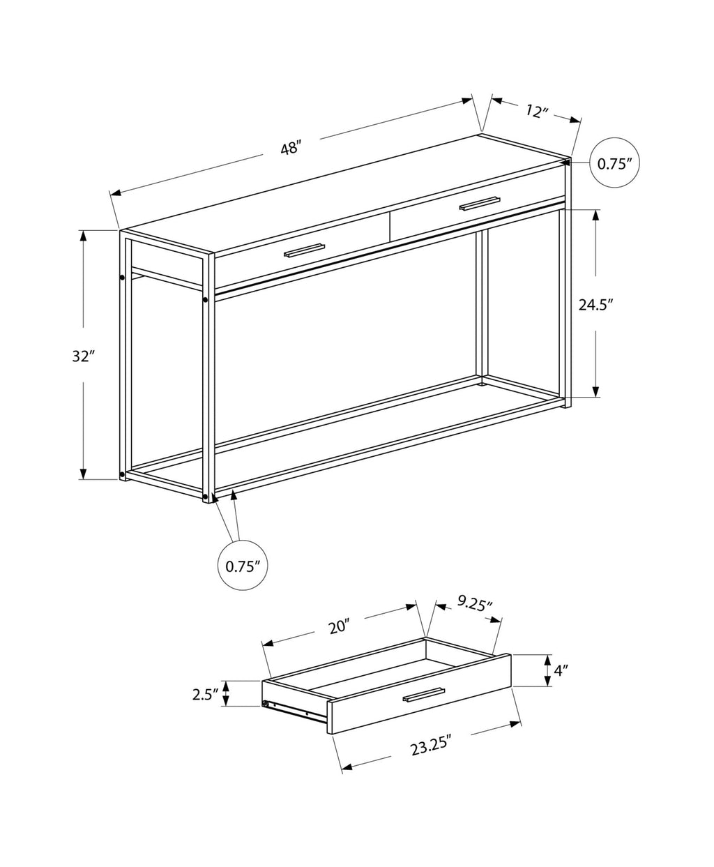 Accent Console Table for Entryway with Storage Drawers