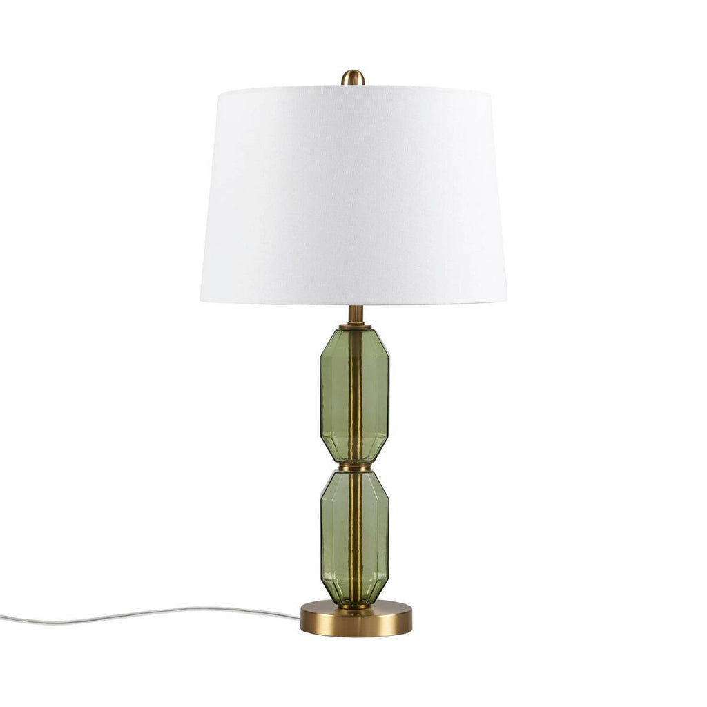 Faceted Green Glass Table Lamp