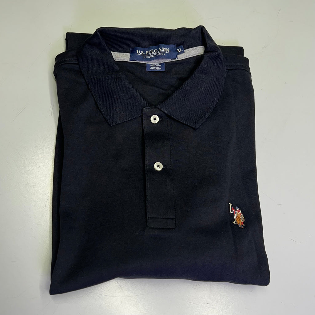 U.S. POLO Interlock Polo Shirt W/ Embroidered Logo Men's Sz XL Black 23000123