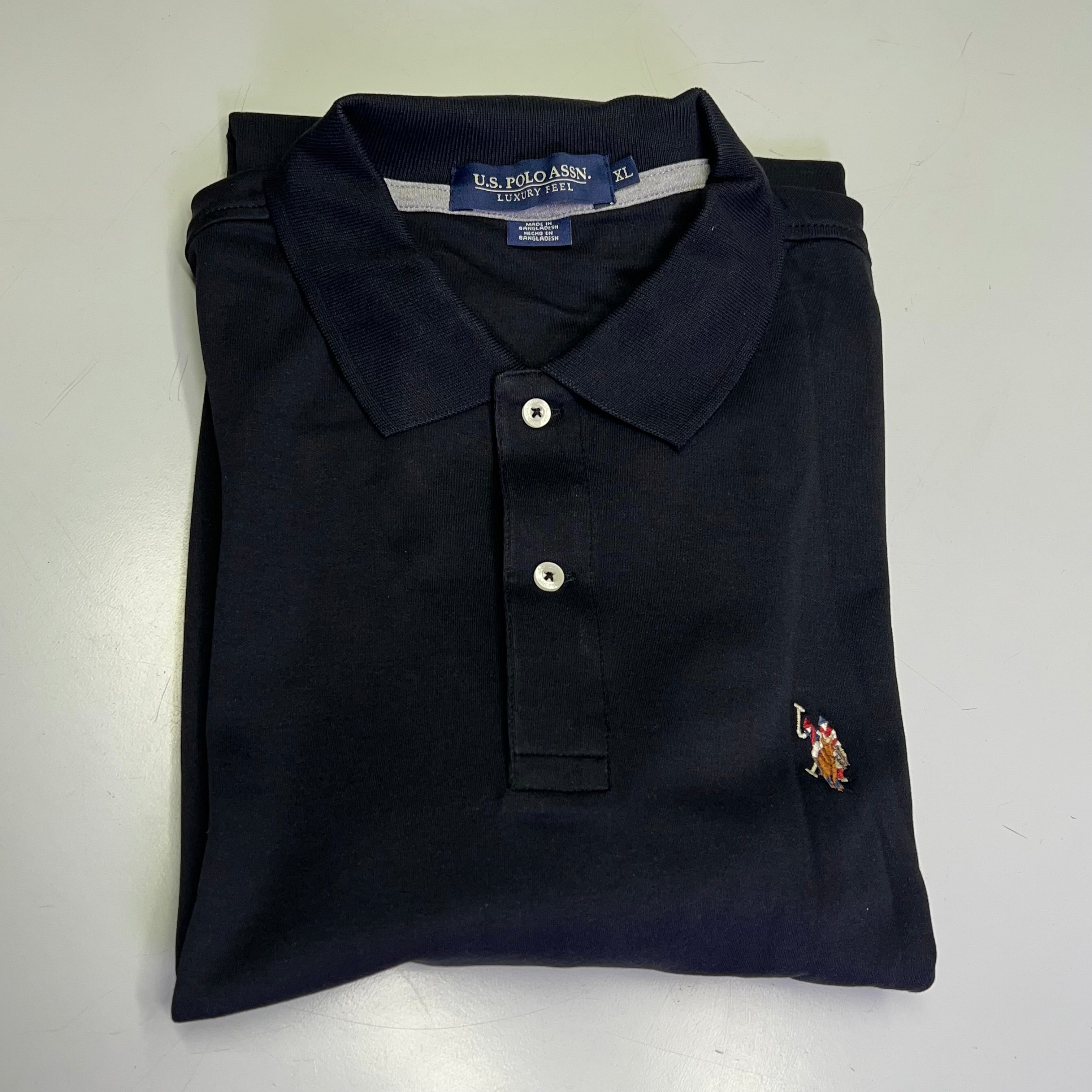 U.S. POLO Interlock Polo Shirt W/ Embroidered Logo Men's Sz XL Black 23000123