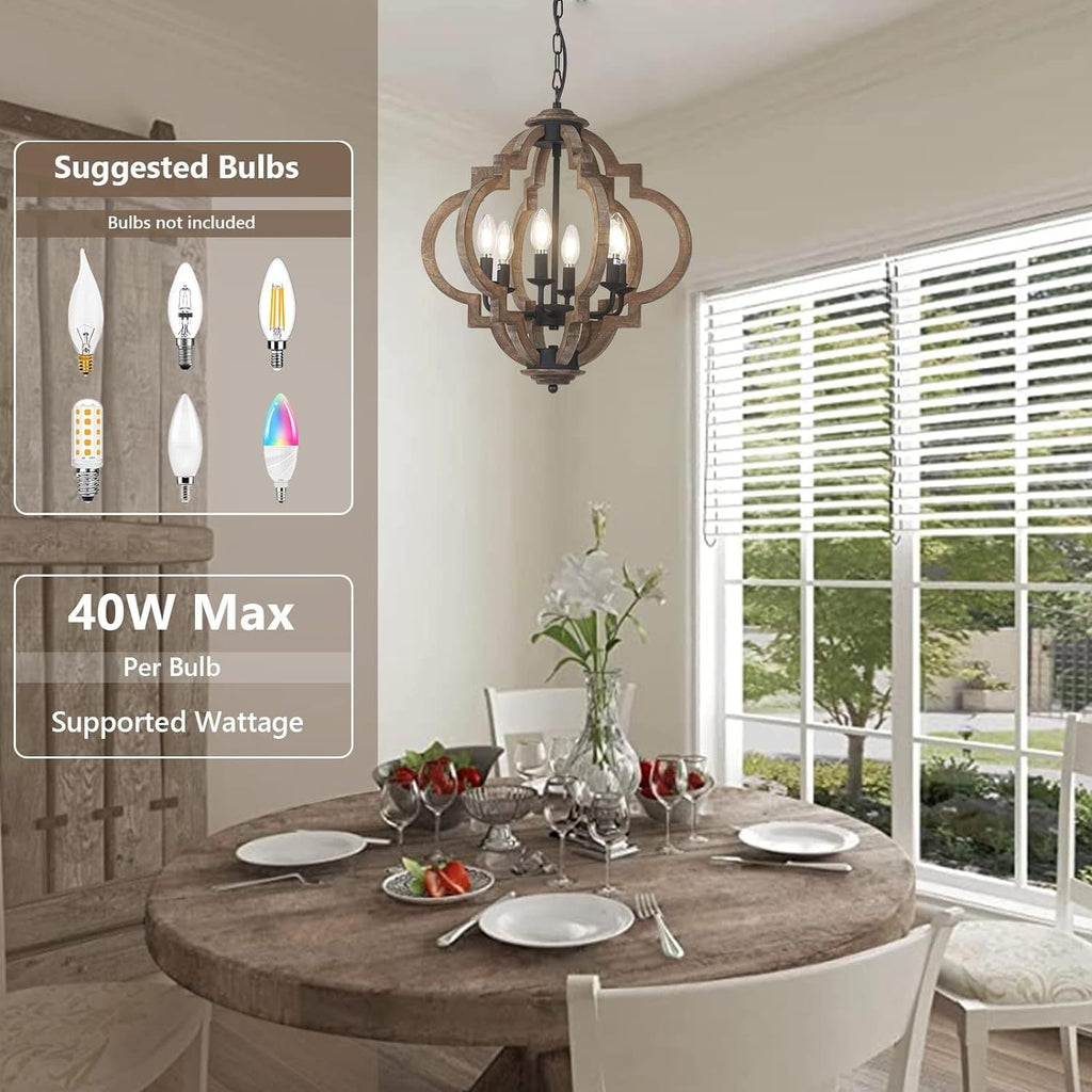 Farmhouse Chandeliers for Dining Room, 6-Light Rustic Light Fixture