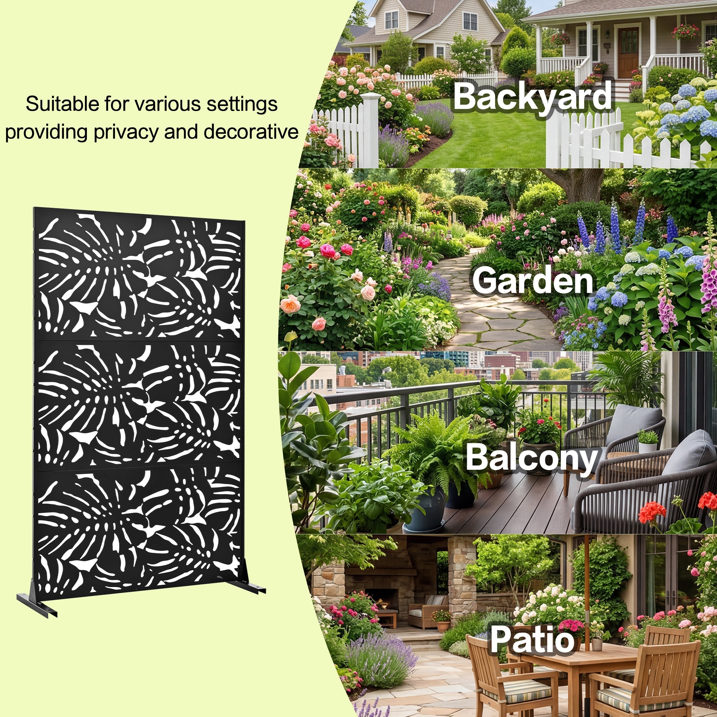 Metal Privacy Screens 3.3Ft x 6Ft Outdoor and Indoor Divider