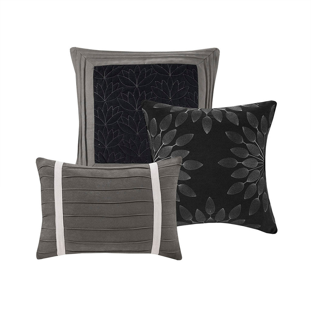 7 Piece Faux Suede Comforter Set Black California King