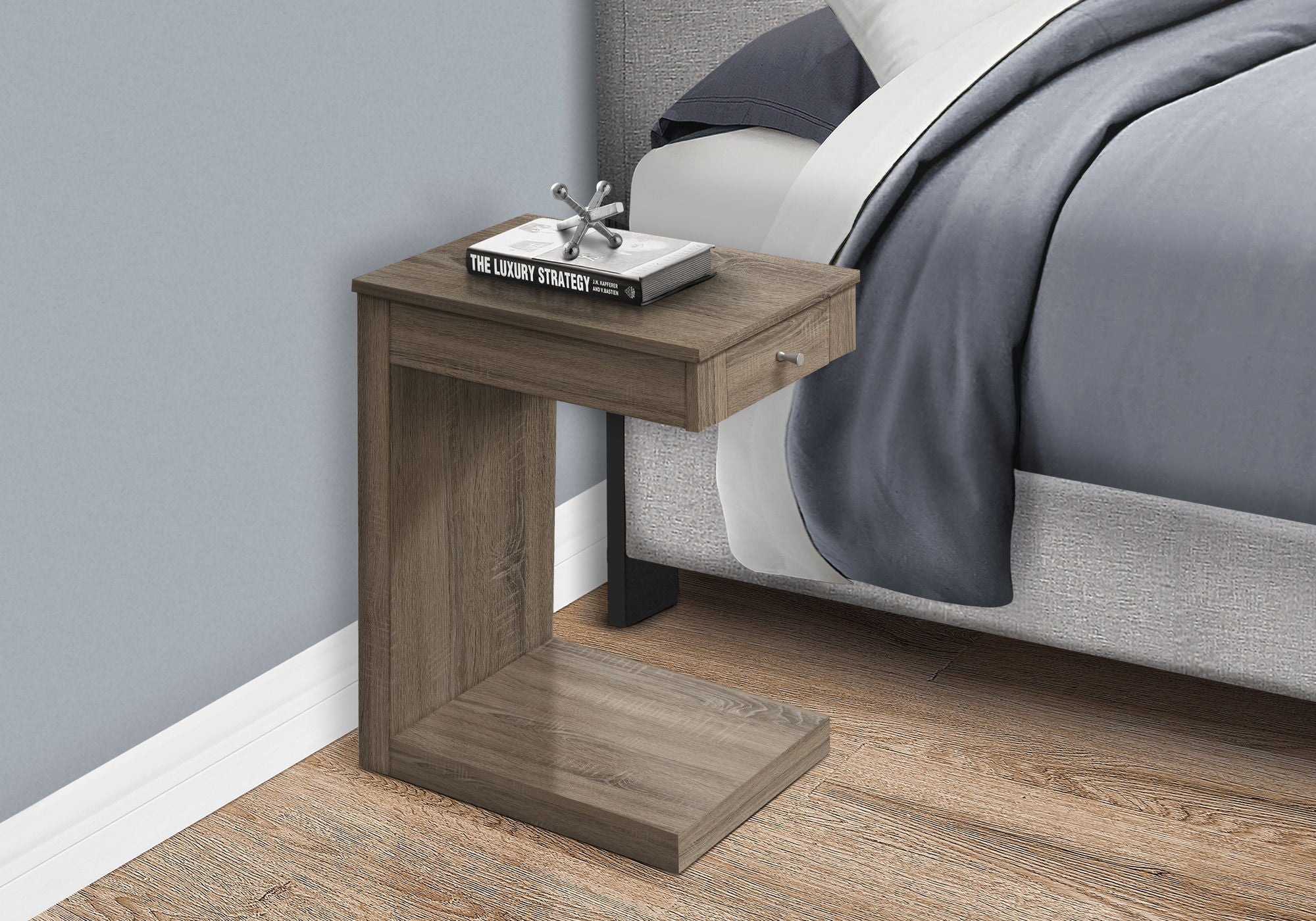 Accent Table, C-Shaped Contemporary & Modern - Taupe