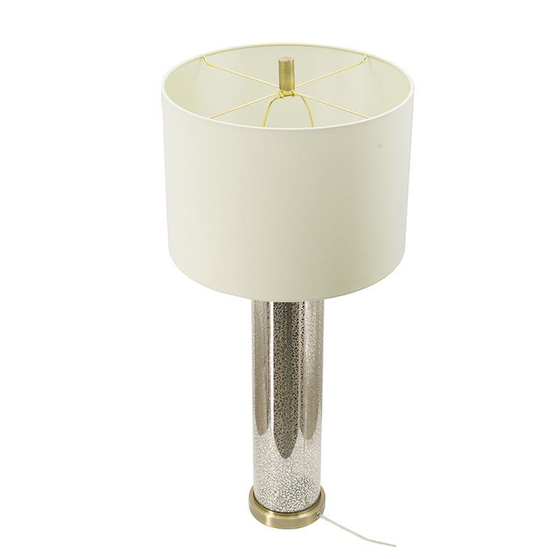 16x16x35 Gold Mirrored Glass Table Lamp with White Fabric Shade