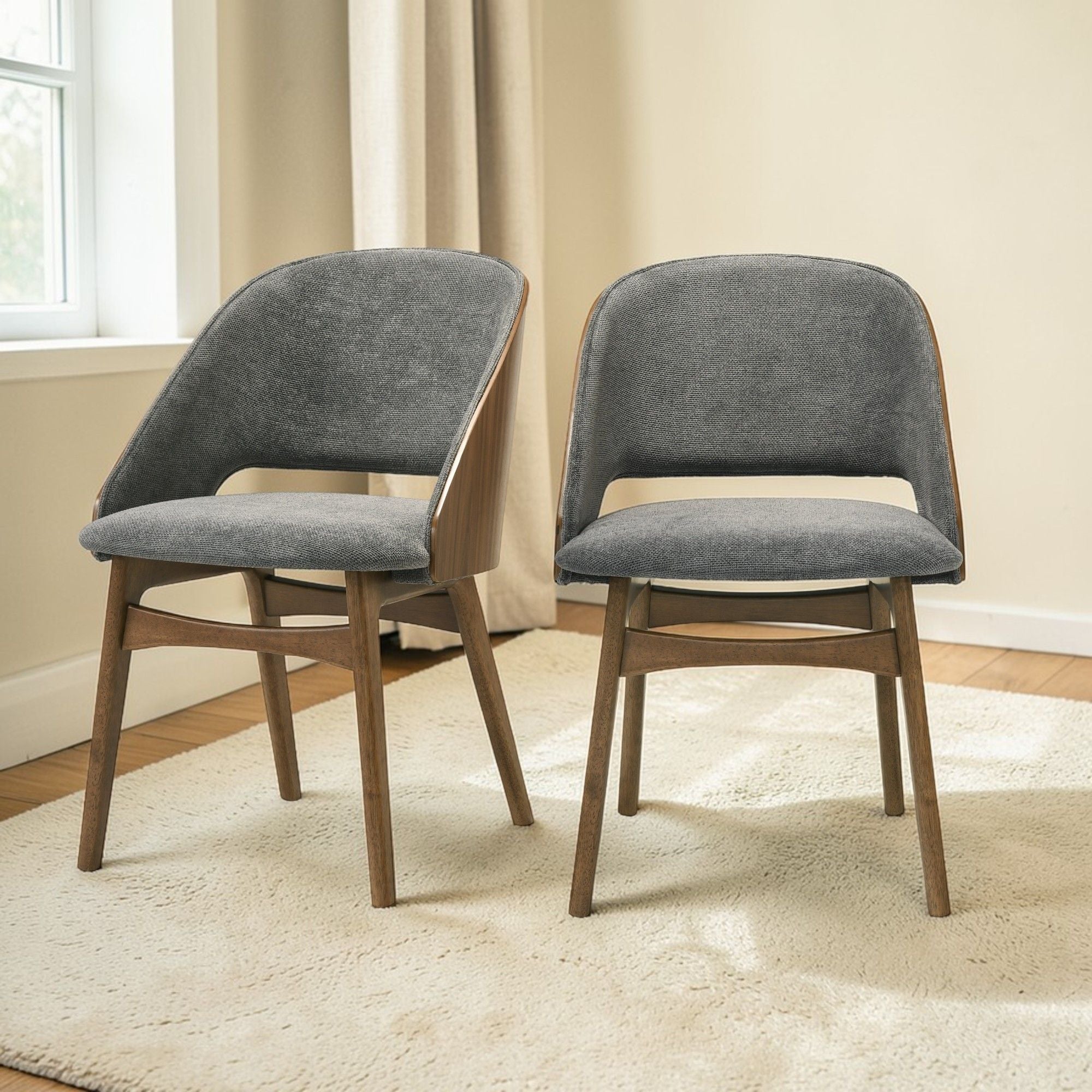 Delmon - Side Chair (Set of 2) - Gray / Walnut