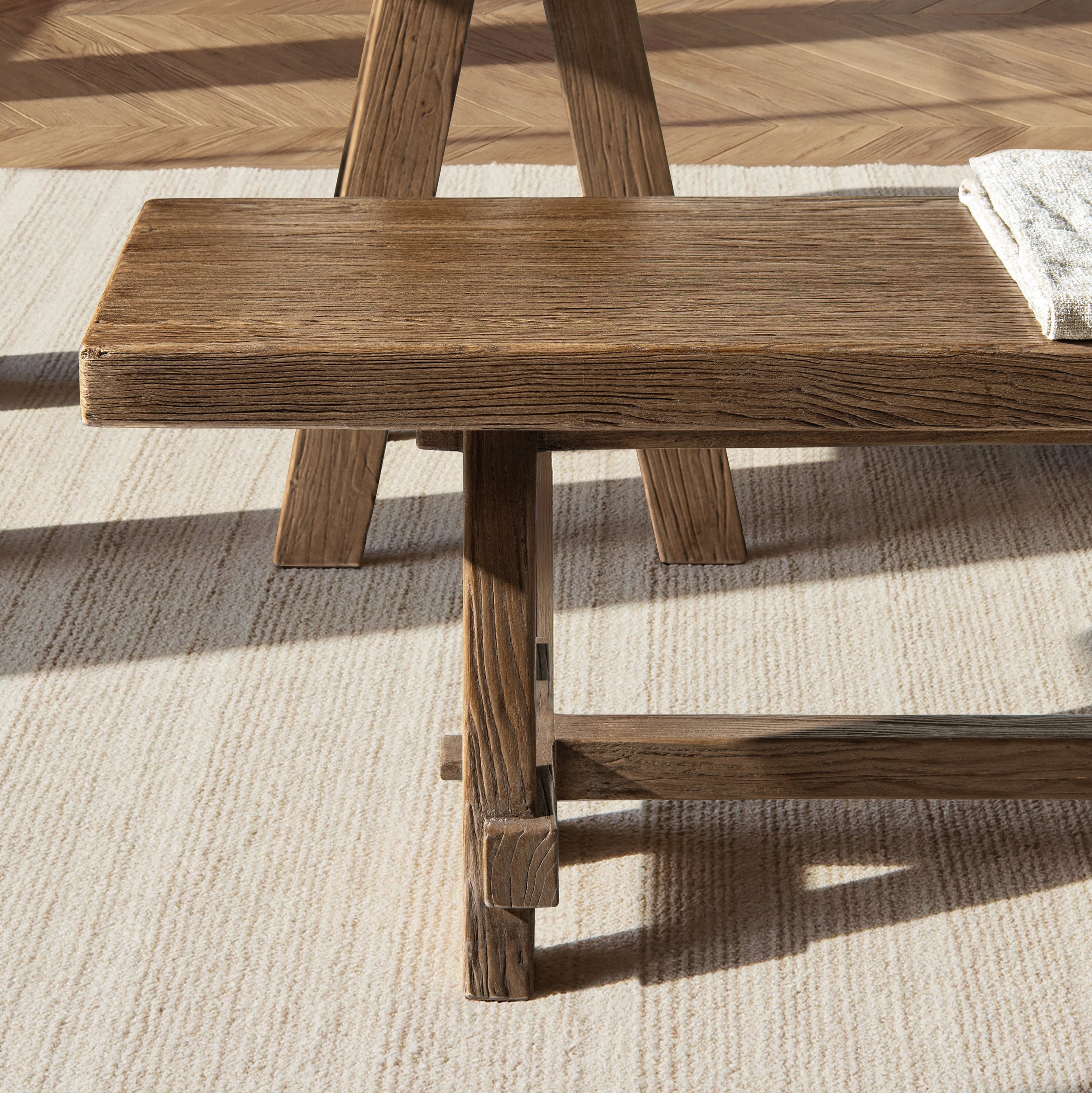 Hawthorne 72' Reclaimed Elm Trestle Dining Bench