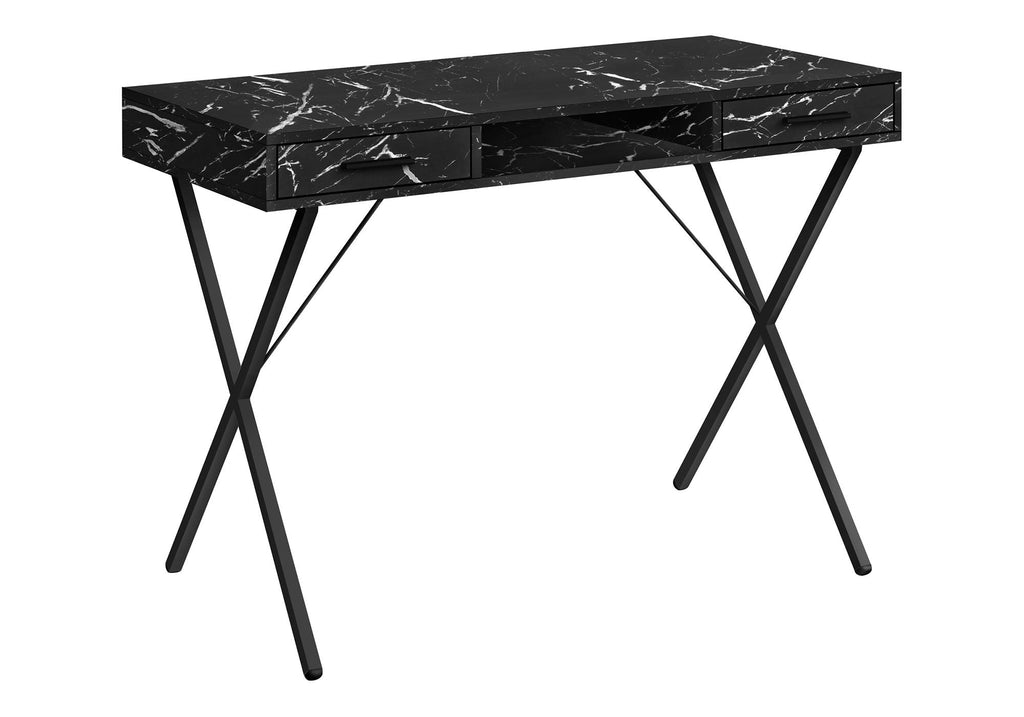 Computer Desk with Marble Look Laminate and Storage Drawers