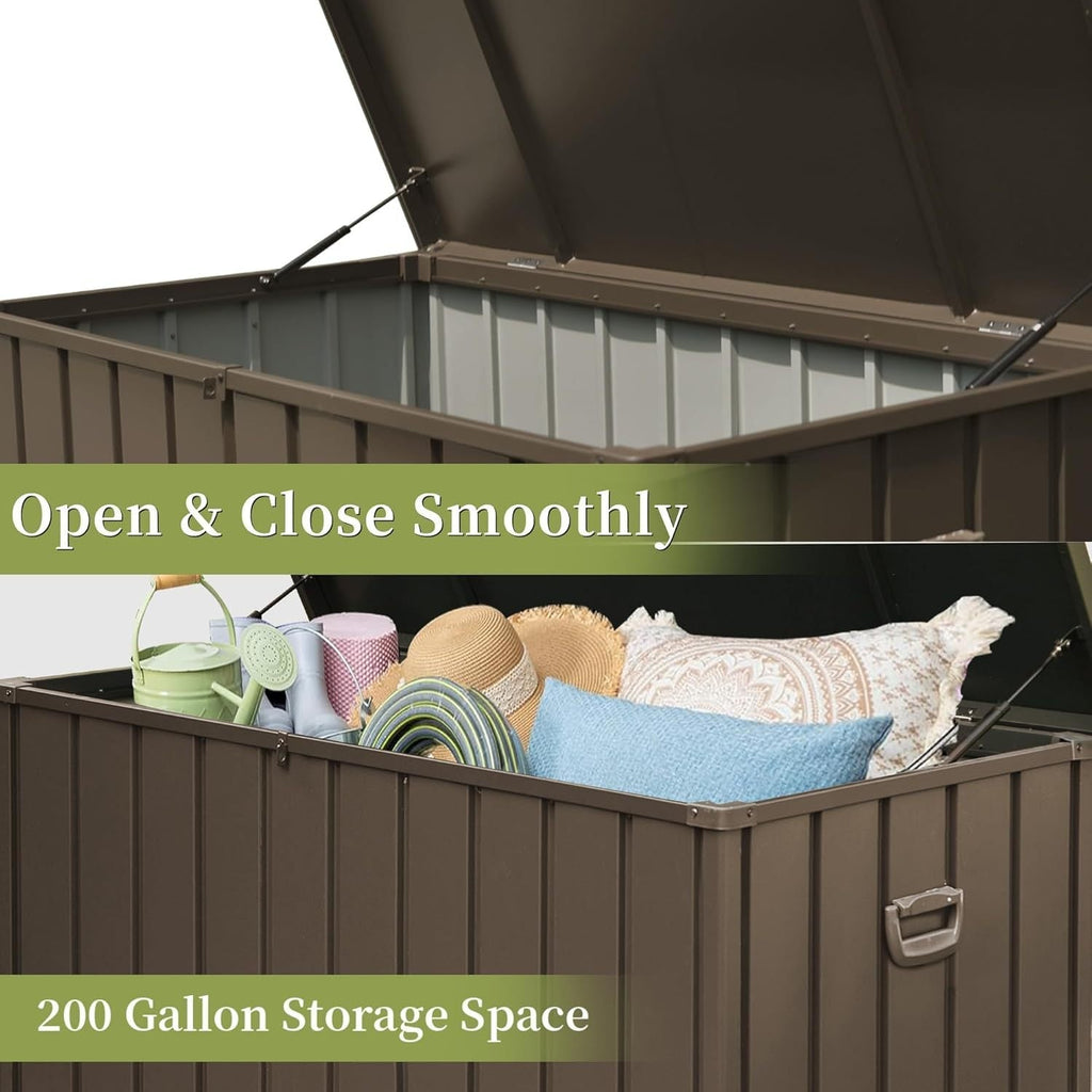 200 Gallon Outdoor Storage Deck Box Waterproof, Large Patio Storage Bin