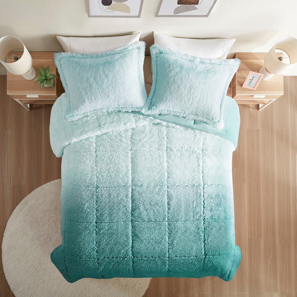 Twin/Twin XL Ombre Shaggy Long Fur Comforter Mini Set