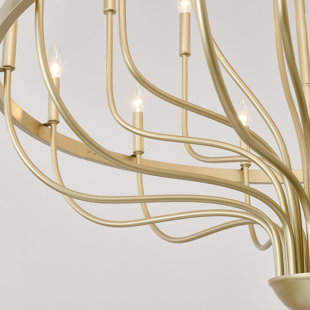36-Light Gold Industrial Iron Candle Chandelier