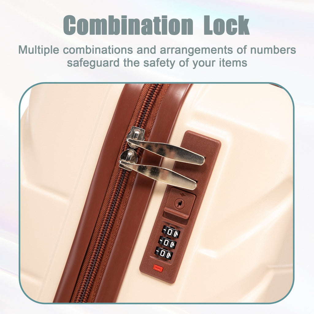 14'/20' 2-Piece Beige ABS Spinner Wheel Luggage Set