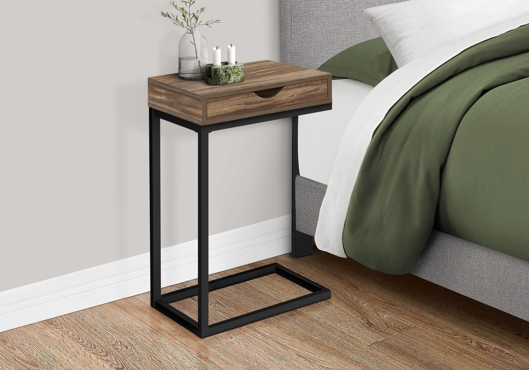 Accent Table, C - Shaped Contemporary Elegant Design