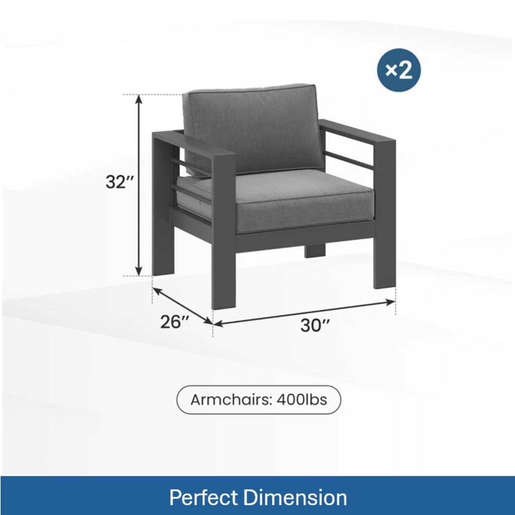 Outdoor Patio Set, All-Weather With Thick Cushions