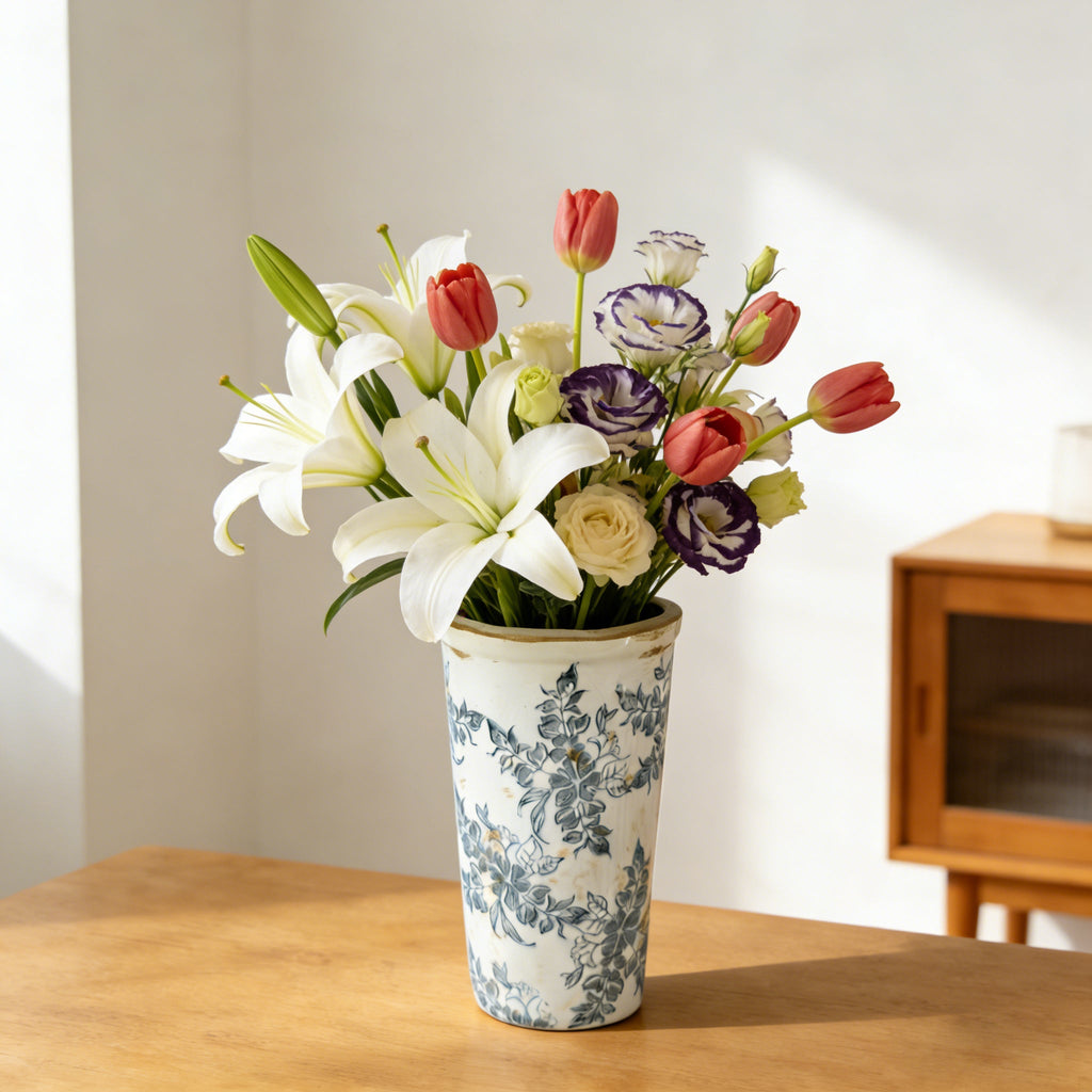 5.3x5.3x9.6' Flower Vase with Wide Mouth