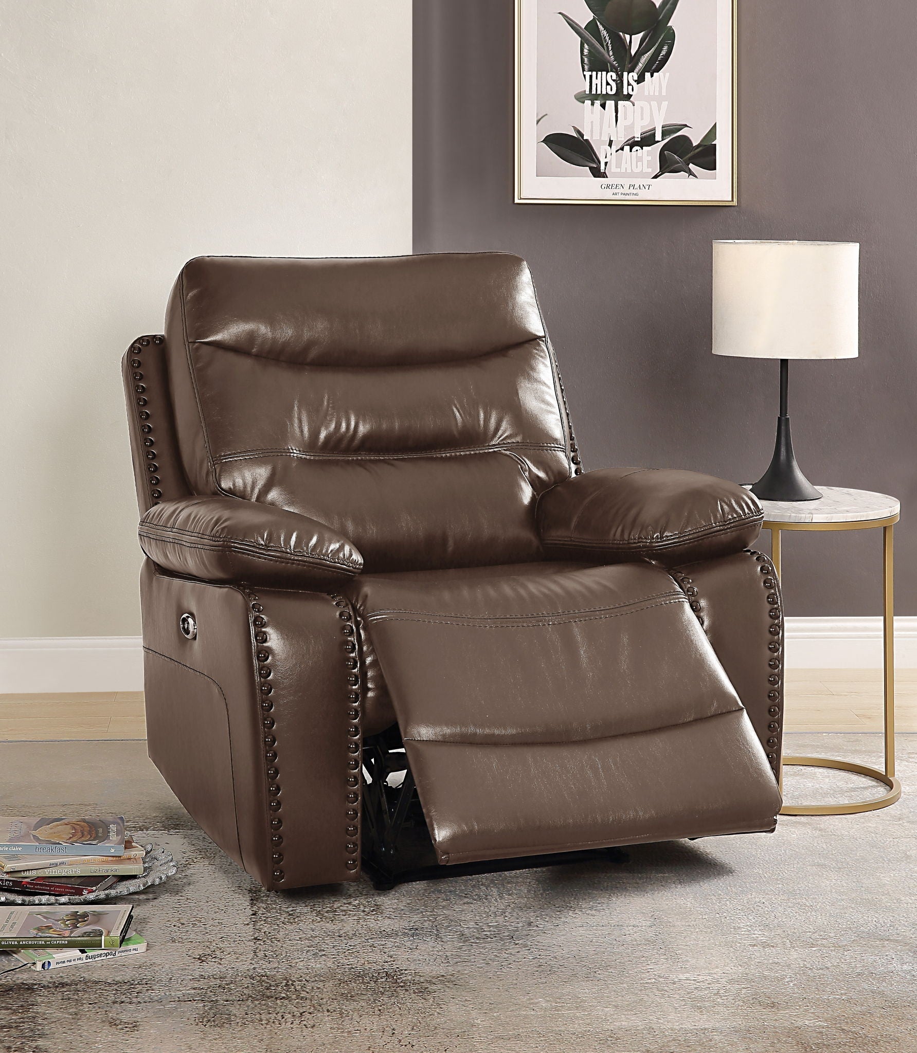 Aashi Leather Gel Match Recliner Chair - Brown