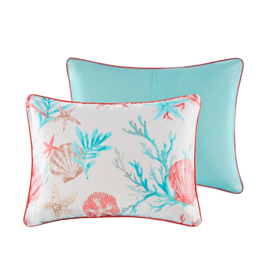 7 Piece Cotton Sateen Comforter Set Coral King
