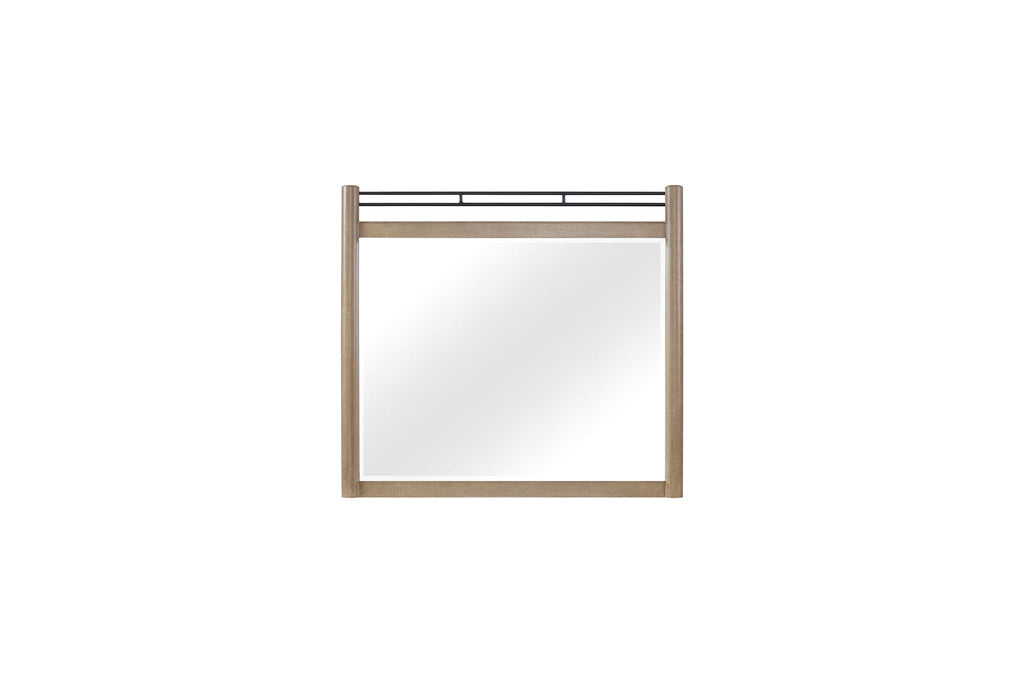 Queen Canopy Bedroom Set With A 2 Drawer Nightstand A Dresser With Poster Mirror And A Door Chest - Sand