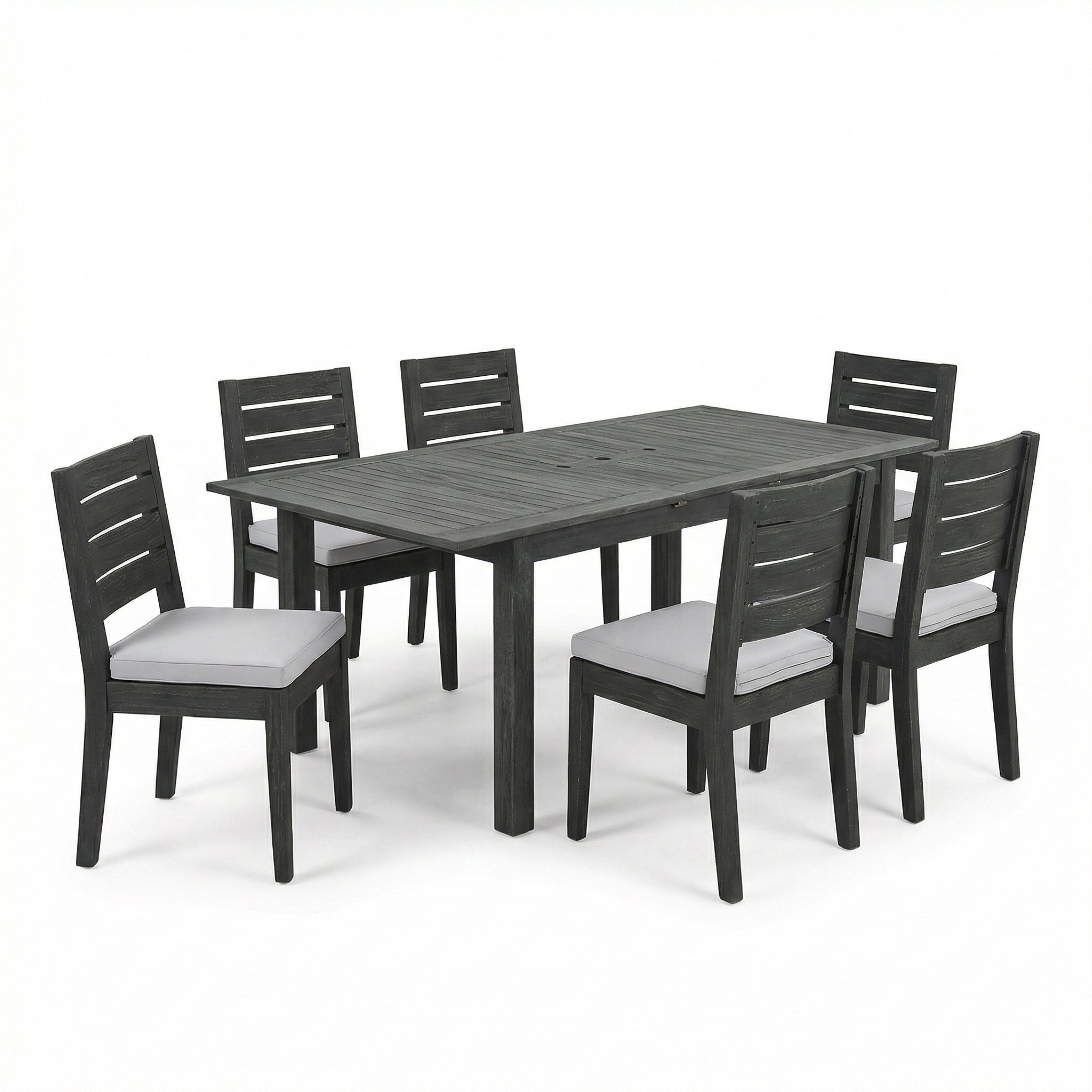 7-Piece Outdoor Dining Set with Extendable Acacia Wood Table