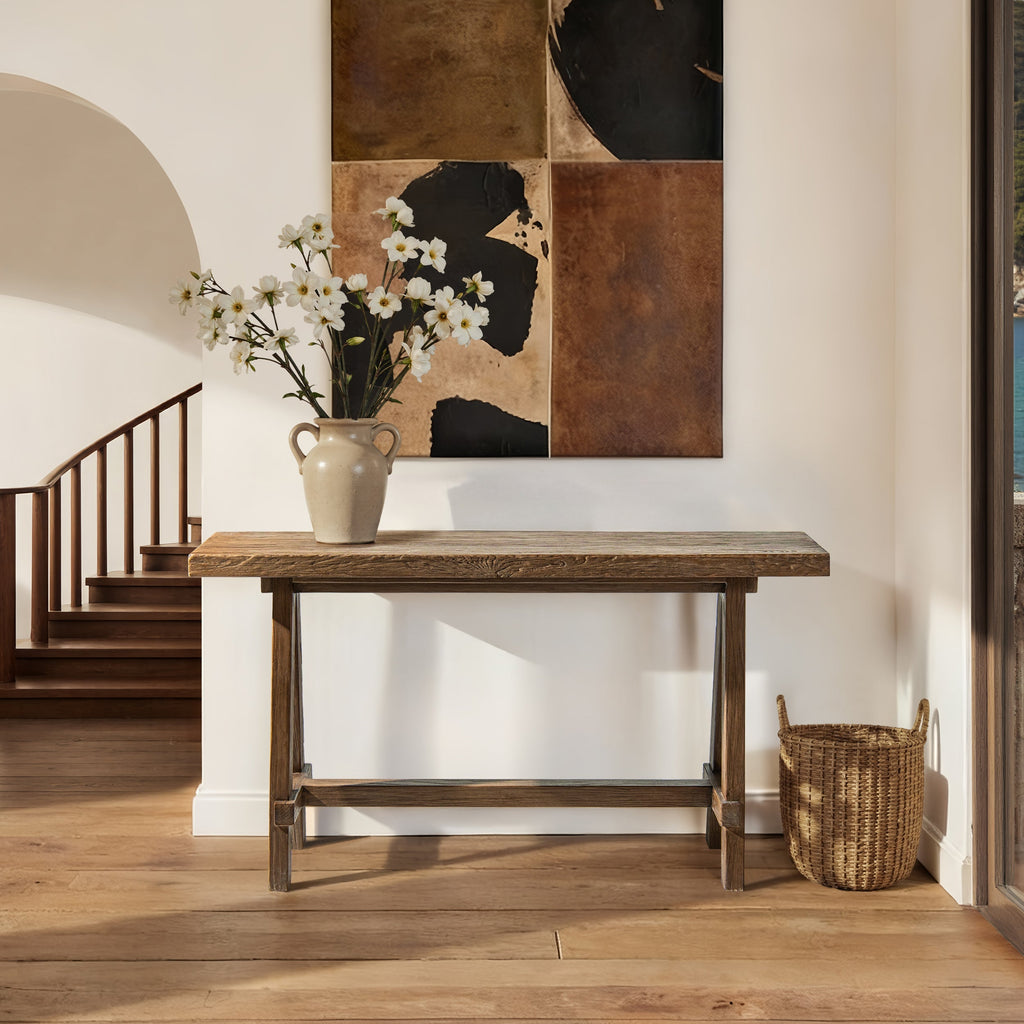 Hawthorne 60'' Solid Reclaimed Elm Trestle Console Table