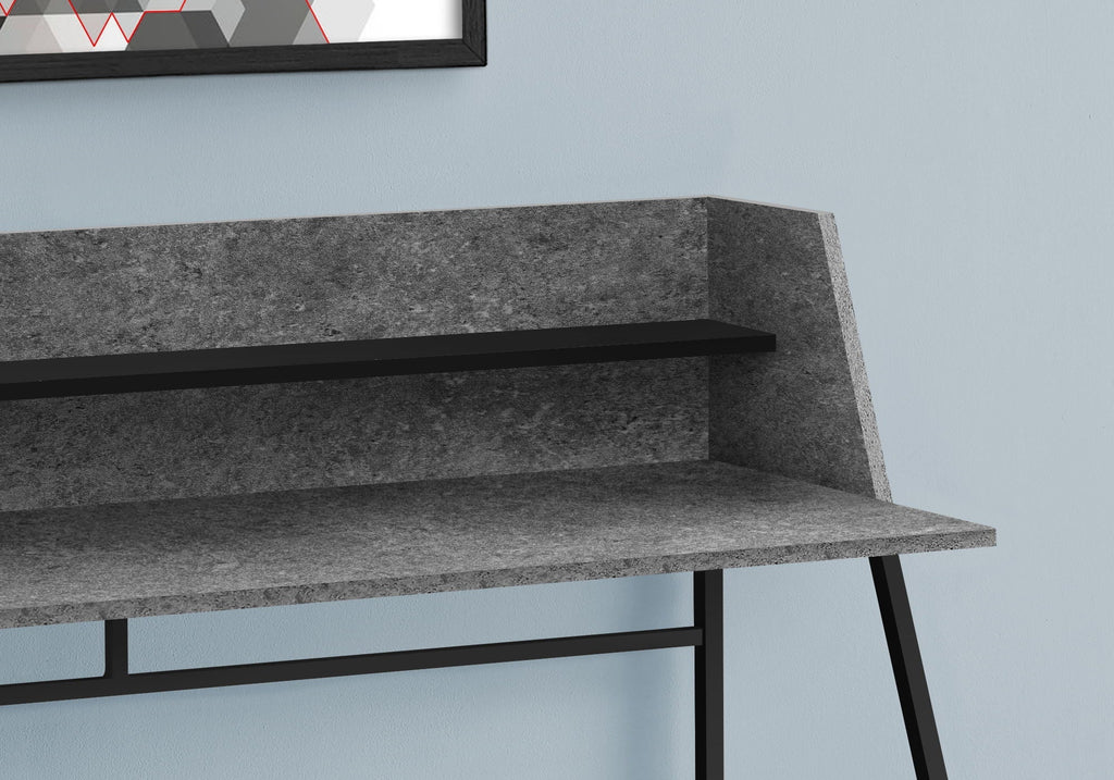 Computer Desk for Home Office with Marble Look and Storage Shelves