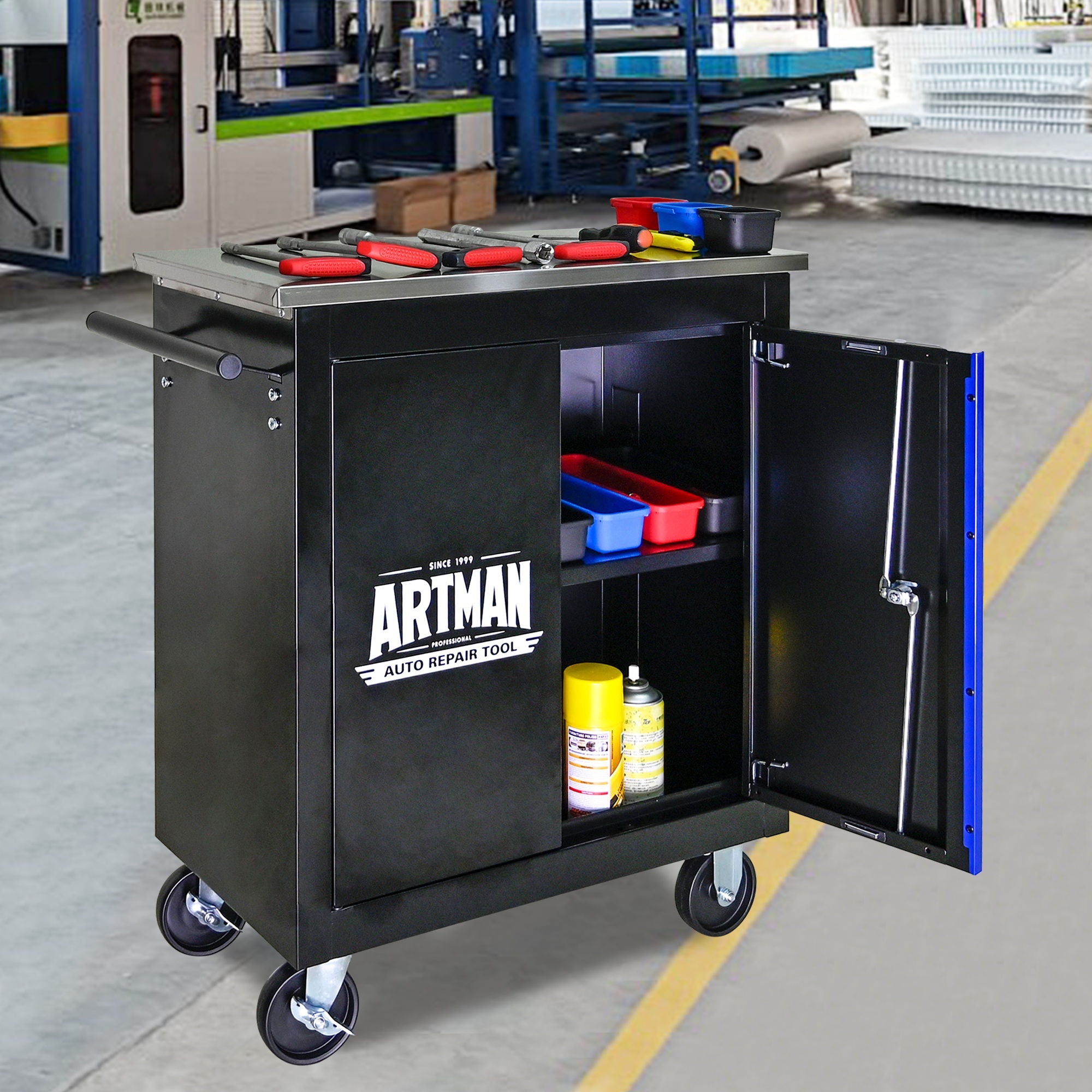 Movable Lockable Double Door Partition Storage Locker