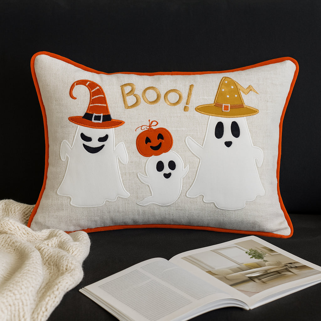Whimsical Ghost Lumbar Pillow