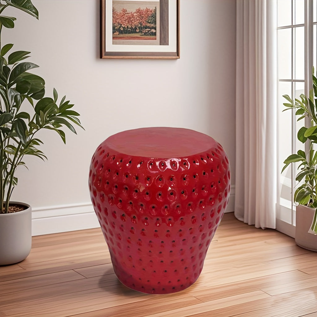 Strawberry Fruit Stool, 13.4" Oversized Resin Stool