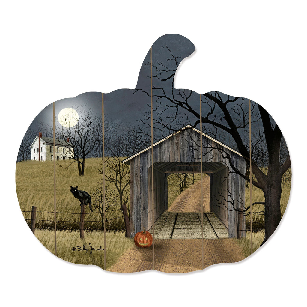 Sleepy Hollow Bridge Printed Wooden Pumpkin Wall Art