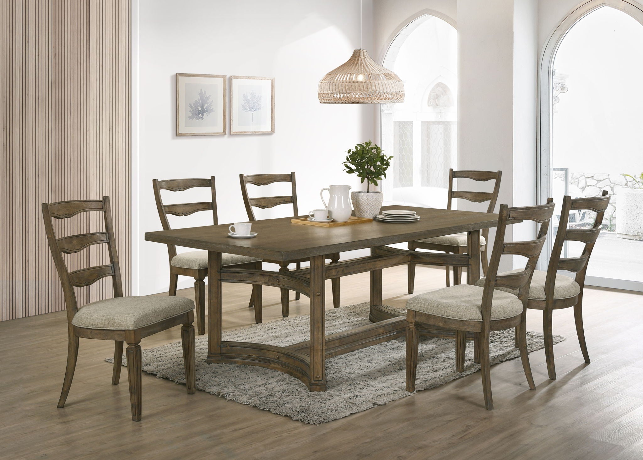 Parfield 7 Pieces Dining Room Set - Light Brown / Oak