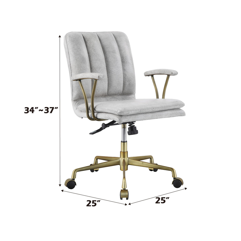 Damir Vintage Top Grain Leather Office Chair - Antique White