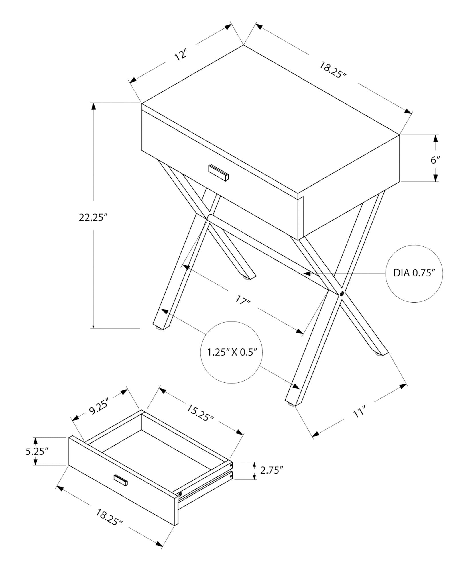 Accent Side X Table With Storage Drawer