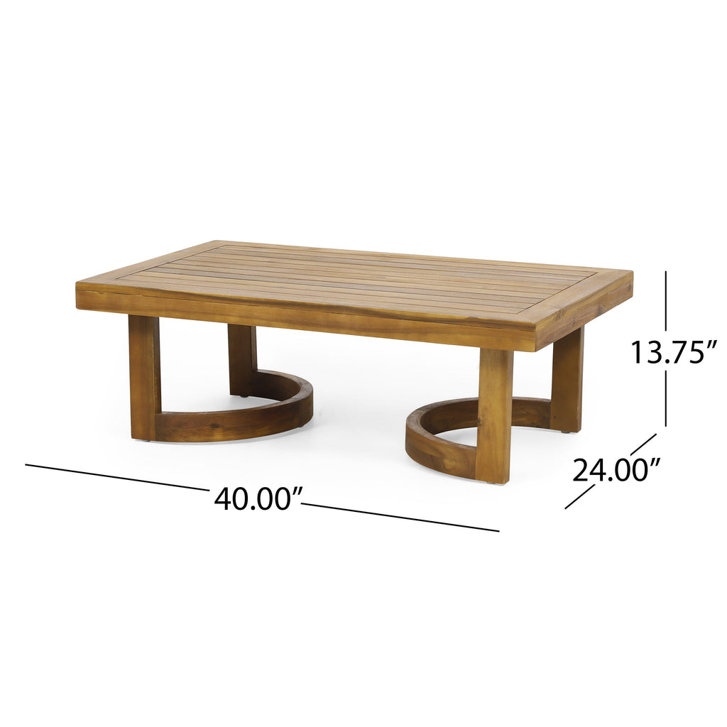 Outdoor Acacia Wood Loveseat and Coffee Table Set with Cushions