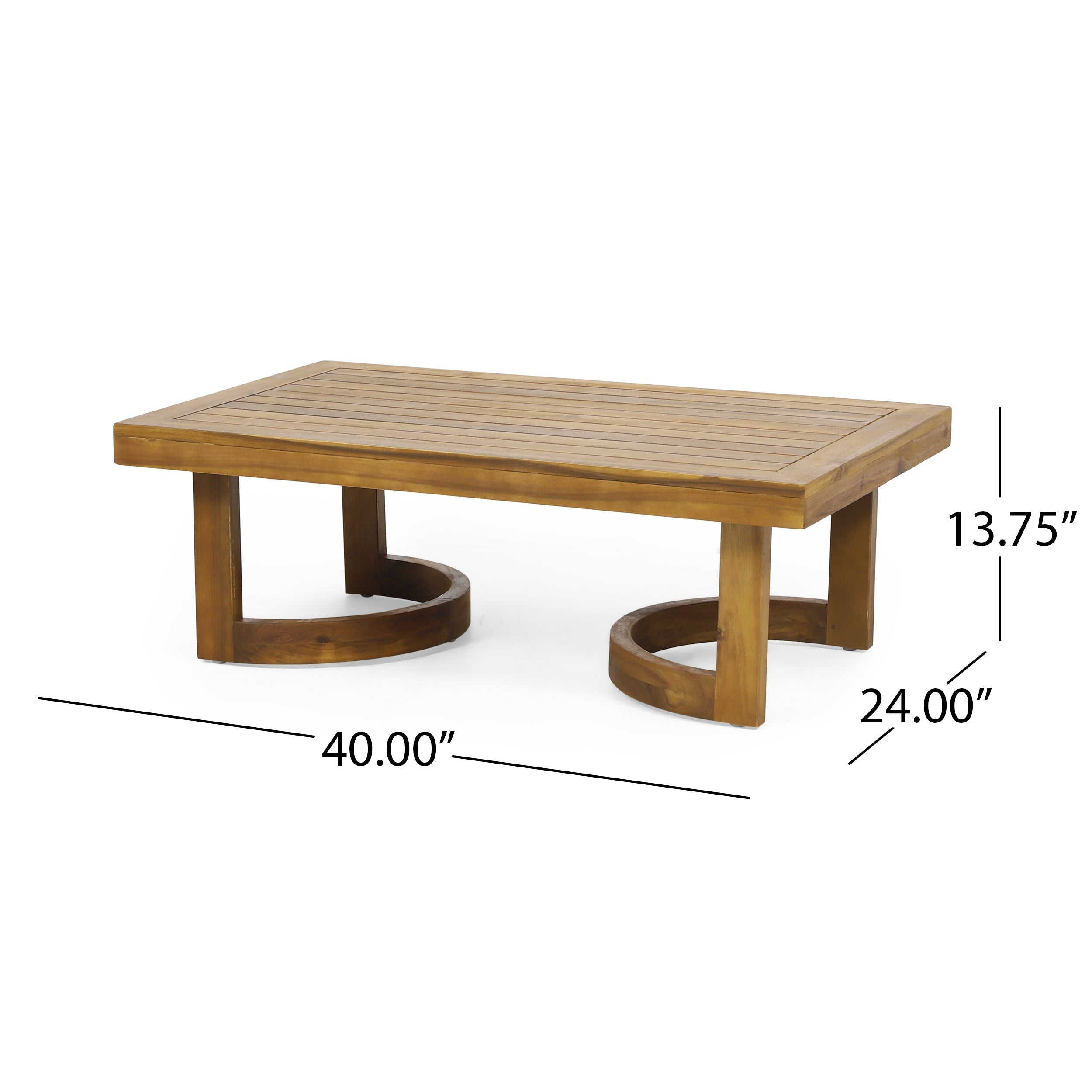 Outdoor Acacia Wood Loveseat and Coffee Table Set with Cushions