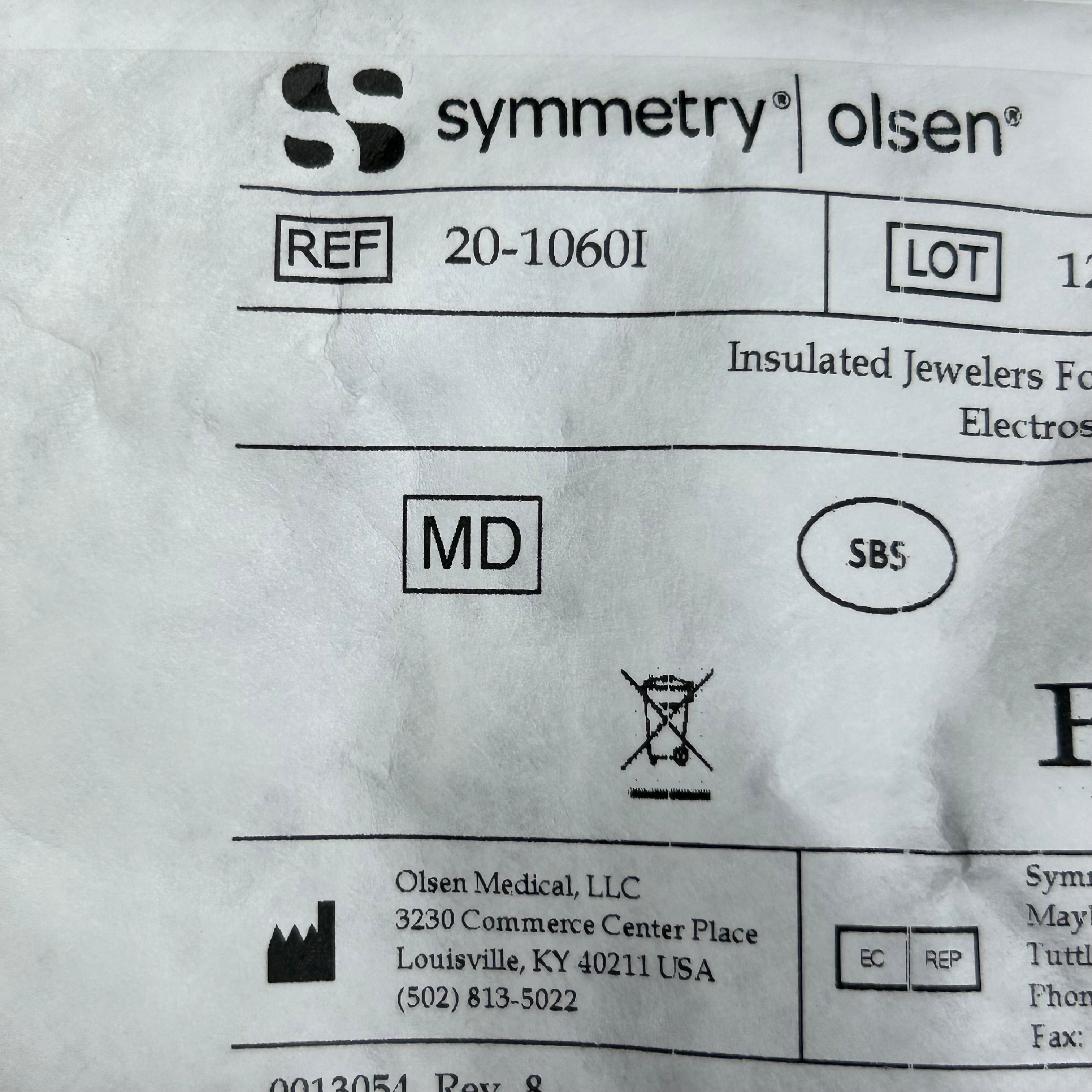 SYMMETRY OLSEN Insulated Bayonet Smooth Tip Forcep 4.5" Blue 20-1060I