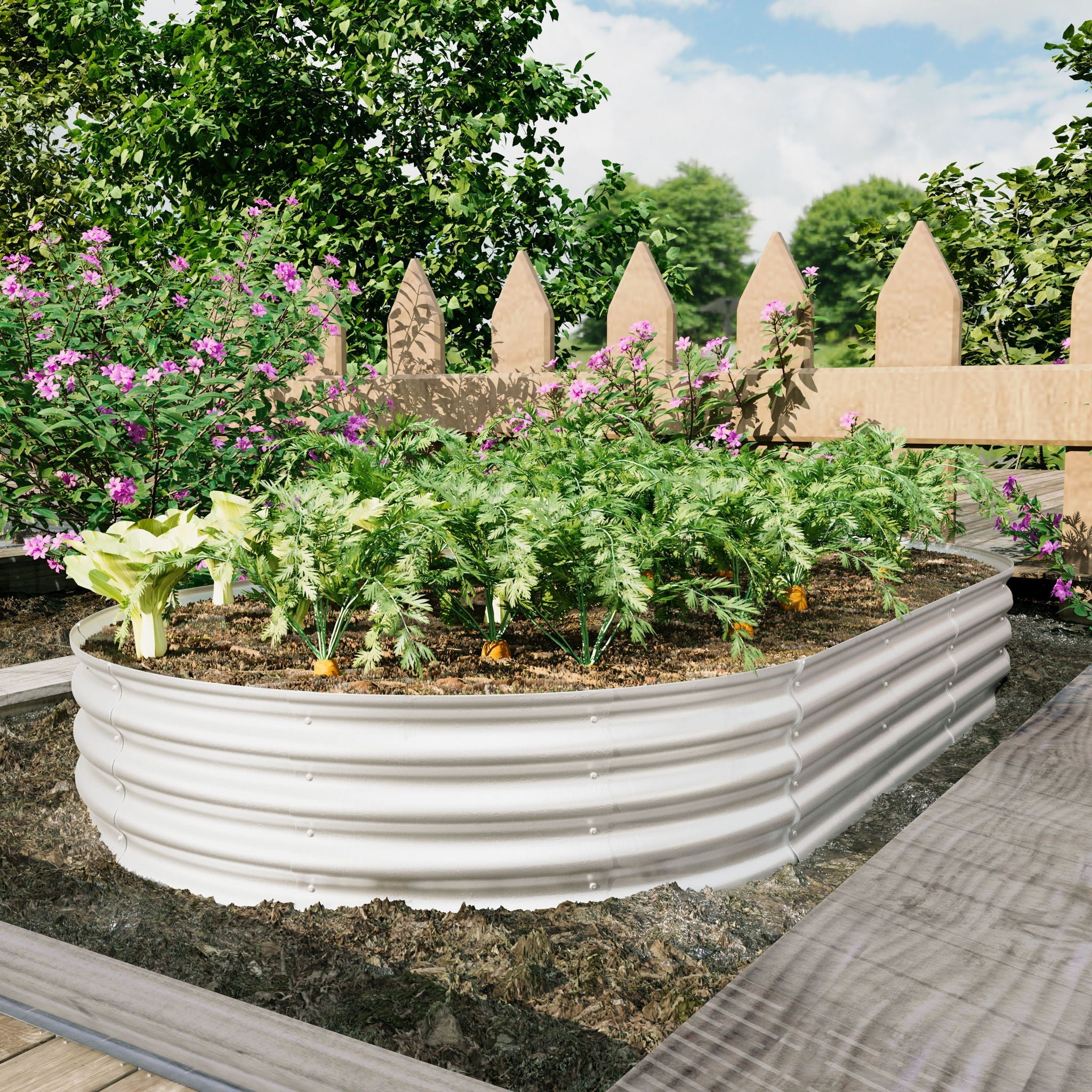 Heavy Duty Galvanized Raised Garden Bed Kit For Vegetables, Flowers & Herbs