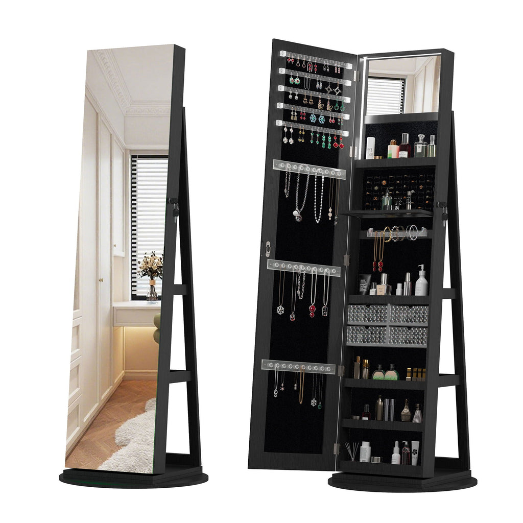 Swivel Jewelry Cabinet With Full Length Mirror