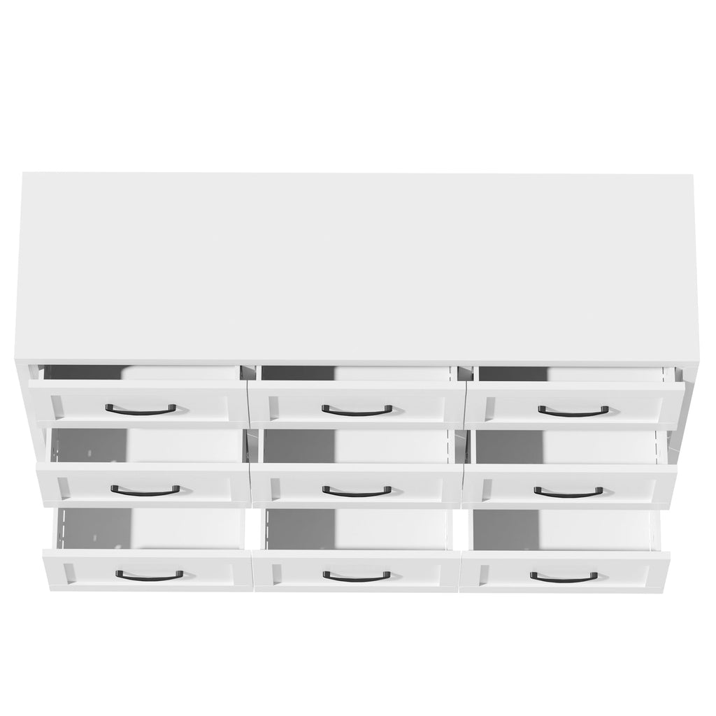 9 Drawer White Metal Dresser with Quiet-Glide Rails
