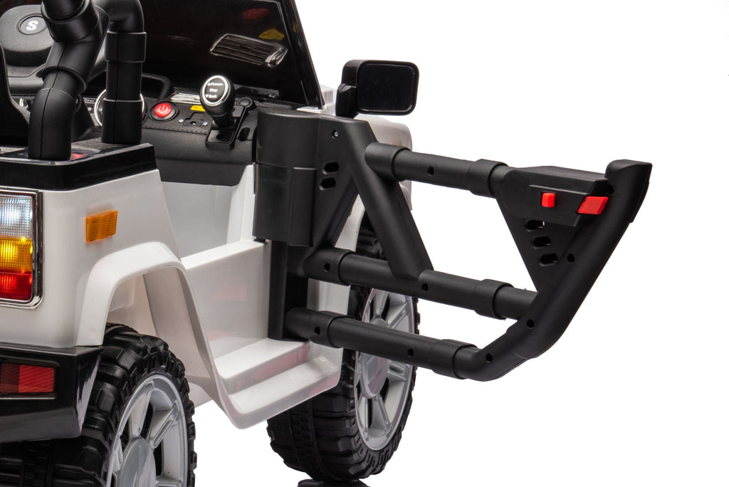 12V7A 30W*2 Four-Wheel Drive Seat One Button Start, Forward And Backward, High And Low Speed, Music, Front Light, Power Display, Two Doors Can Open, 2.4G R / C, Seat Belt Four Wheel Absorber