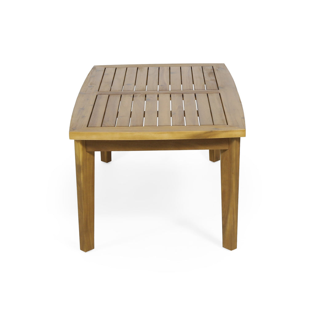 2-Person Outdoor Acacia Wood Patio Seating Group with Cushions and Coffee Table