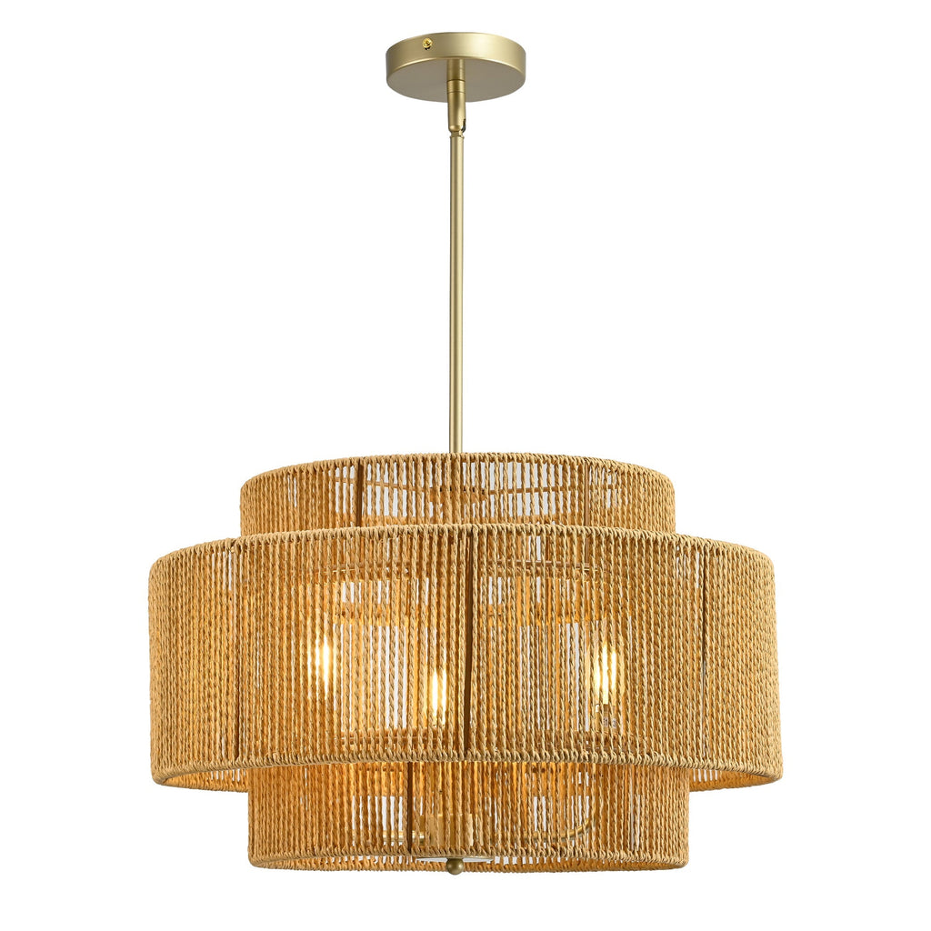 Boho Rattan 3-Light Chandelier