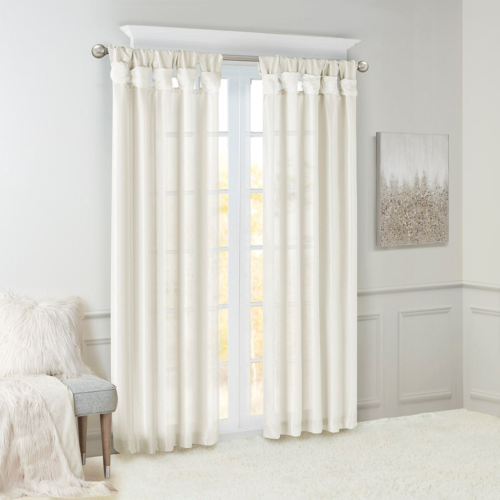 Twist Tab Lined Window Curtain Panel White 50x84