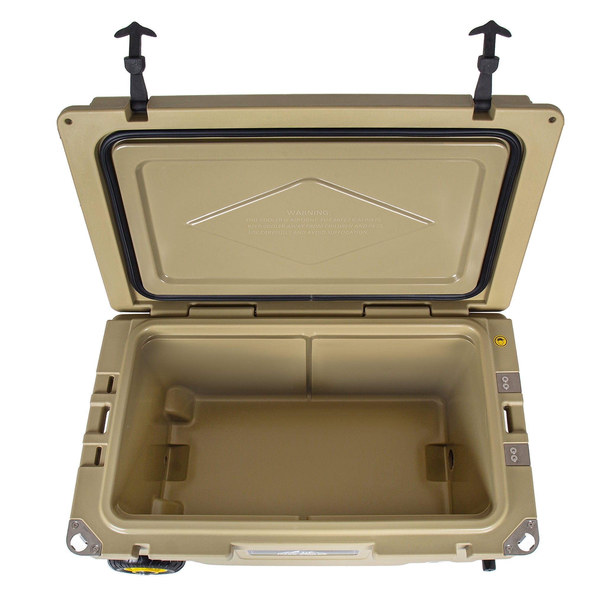 65 Quart Khaki Cooler, Ultra-Tough Hard Shell Ice Chest
