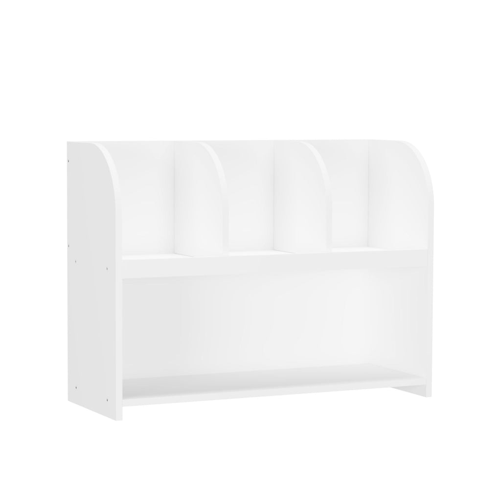 Bookcase With 4 Compartments, Storage Shelf For Toys And Books - White