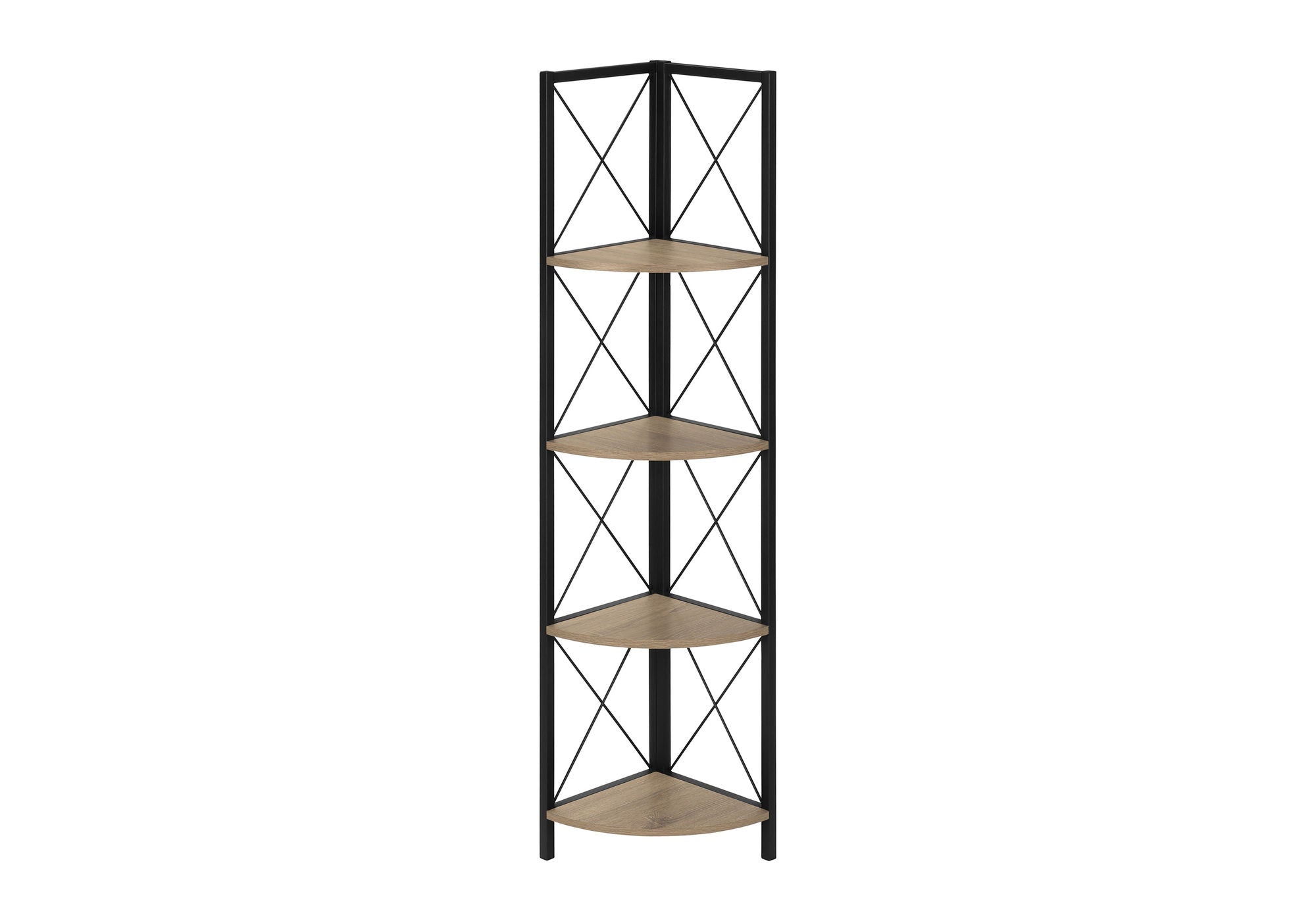 4-Tier Corner Bookshelf with Marble Look and Metal Frame