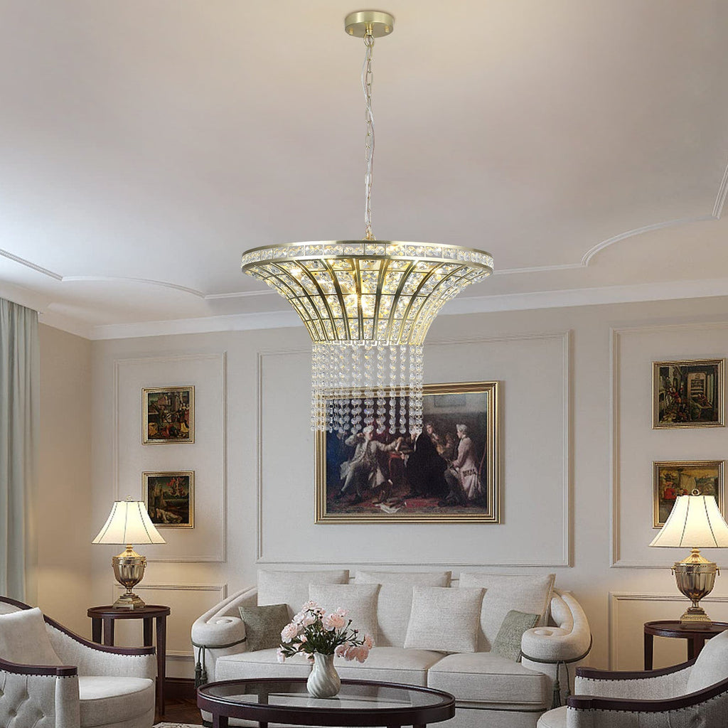 8-Light 23.6' Wide Crystal Waterfall Chandelier